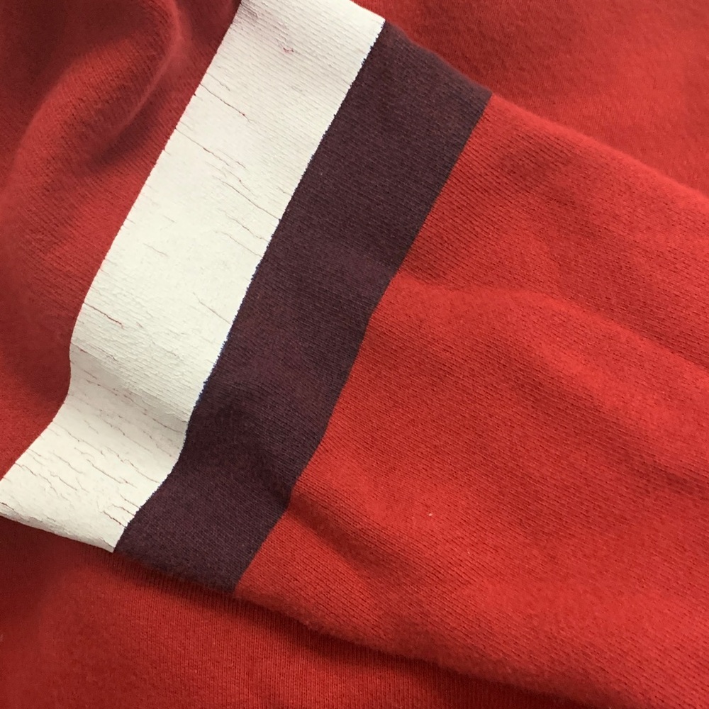 Womens Red Sundry Crewneck Sweatshirt with Stripe Sleeve Detail size 0 - Picture 4 of 9